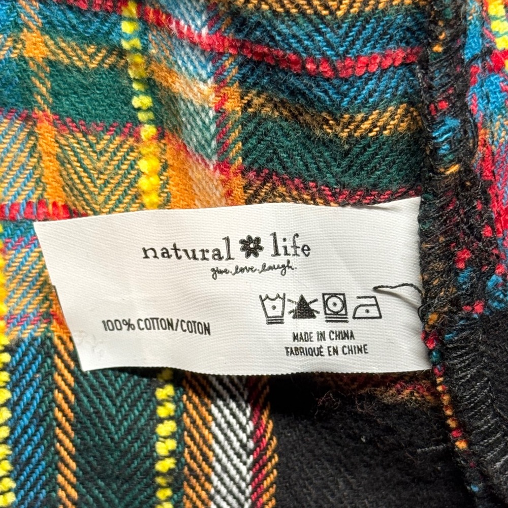 Natural Life Flannel Shirt Sz L Black Multicolor Button Up Long Sleeve Outdoors - Picture 12 of 12